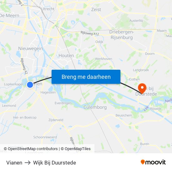 Vianen to Wijk Bij Duurstede map