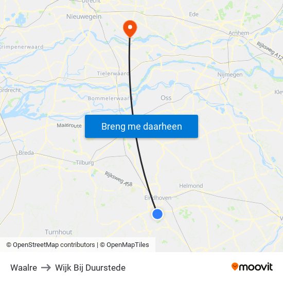 Waalre to Wijk Bij Duurstede map