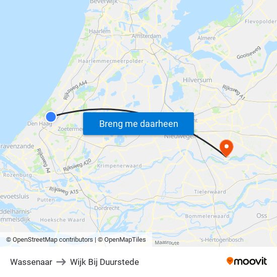 Wassenaar to Wijk Bij Duurstede map