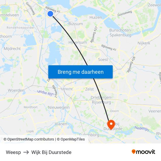 Weesp to Wijk Bij Duurstede map