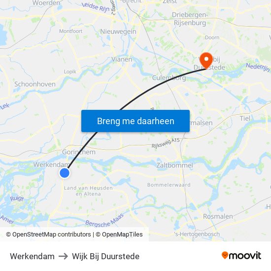 Werkendam to Wijk Bij Duurstede map