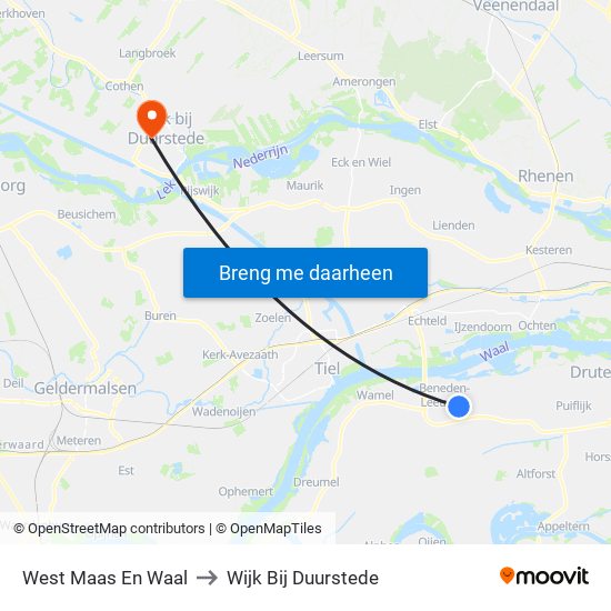 West Maas En Waal to Wijk Bij Duurstede map