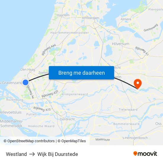 Westland to Wijk Bij Duurstede map