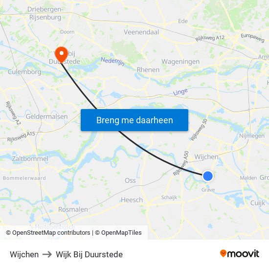 Wijchen to Wijk Bij Duurstede map