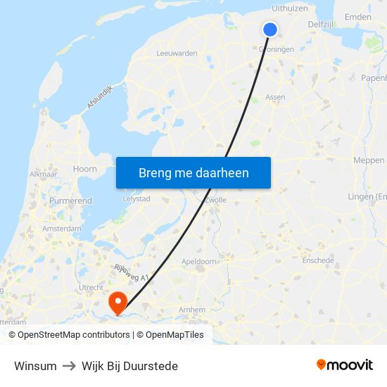 Winsum to Wijk Bij Duurstede map