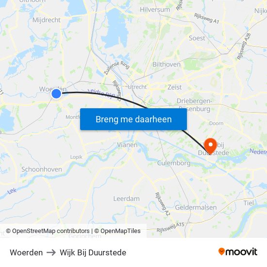 Woerden to Wijk Bij Duurstede map