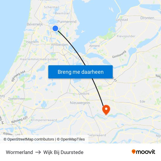 Wormerland to Wijk Bij Duurstede map