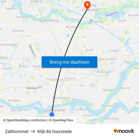 Zaltbommel to Wijk Bij Duurstede map