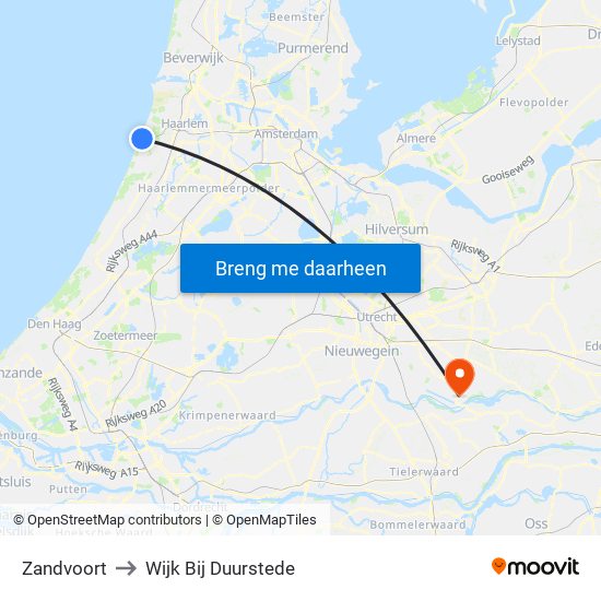 Zandvoort to Wijk Bij Duurstede map