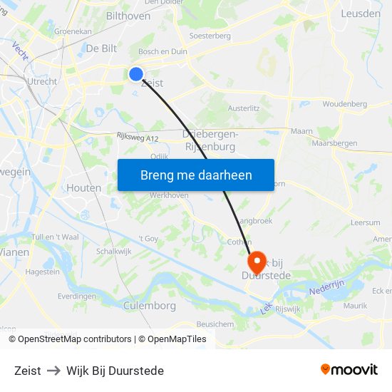 Zeist to Wijk Bij Duurstede map