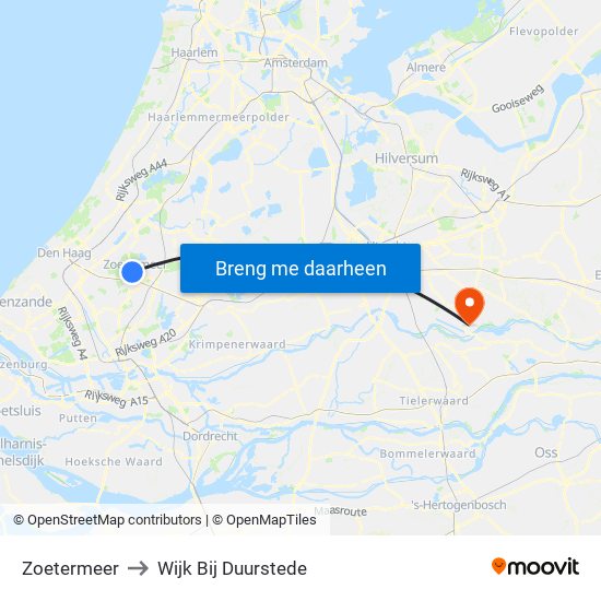 Zoetermeer to Wijk Bij Duurstede map