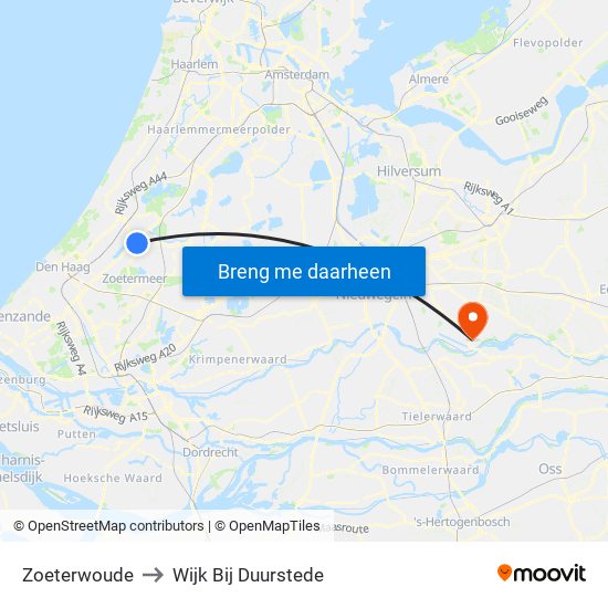 Zoeterwoude to Wijk Bij Duurstede map