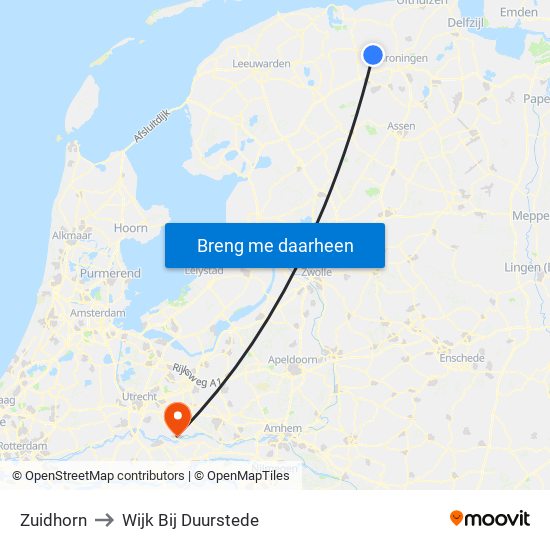 Zuidhorn to Wijk Bij Duurstede map
