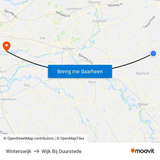 Winterswijk to Wijk Bij Duurstede map