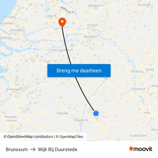 Brunssum to Wijk Bij Duurstede map