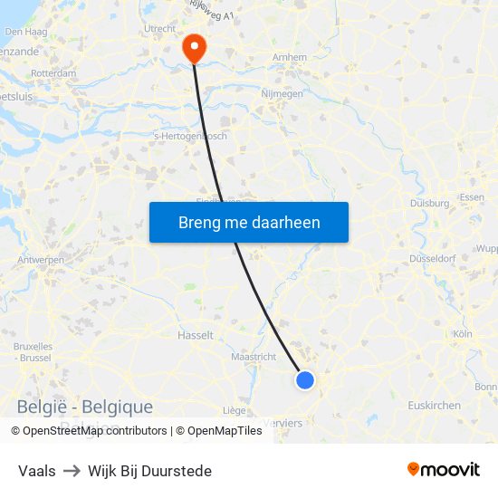 Vaals to Wijk Bij Duurstede map