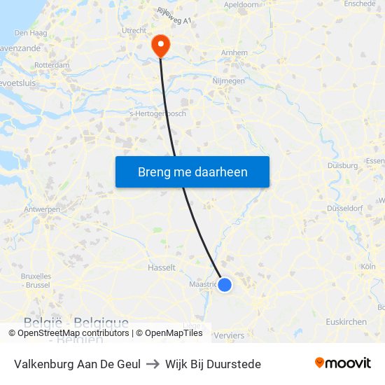 Valkenburg Aan De Geul to Wijk Bij Duurstede map