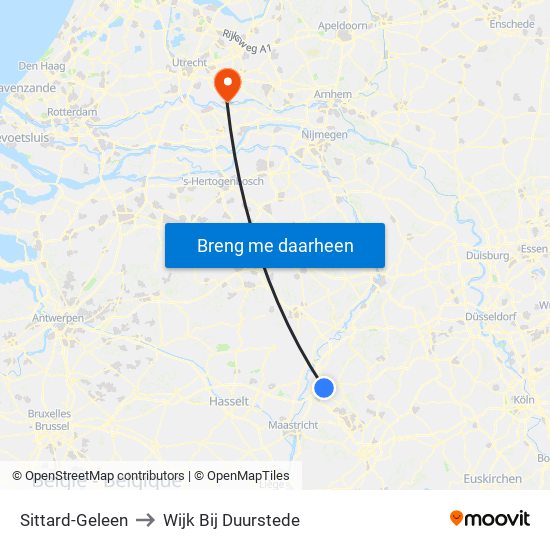 Sittard-Geleen to Wijk Bij Duurstede map