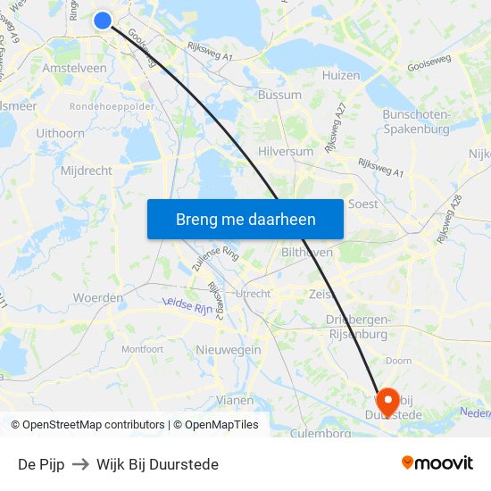 De Pijp to Wijk Bij Duurstede map
