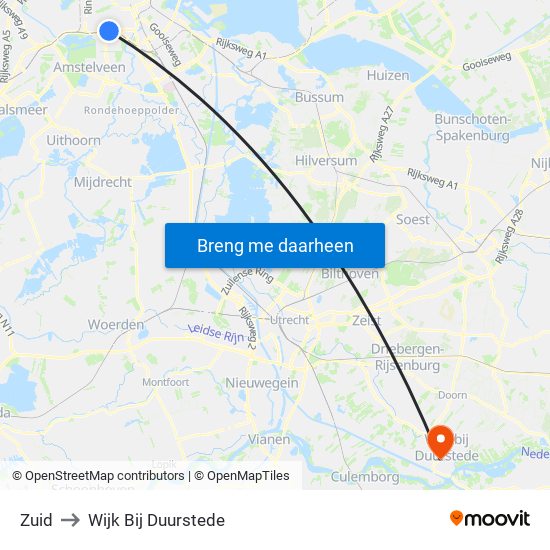 Zuid to Wijk Bij Duurstede map