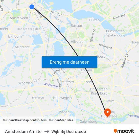 Amsterdam Amstel to Wijk Bij Duurstede map