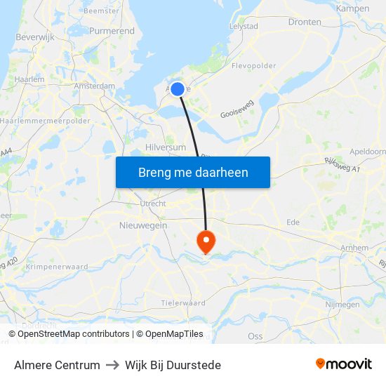 Almere Centrum to Wijk Bij Duurstede map