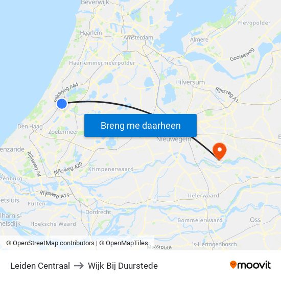 Leiden Centraal to Wijk Bij Duurstede map