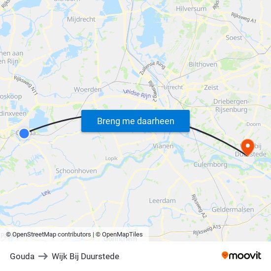 Gouda to Wijk Bij Duurstede map