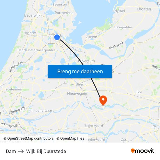 Dam to Wijk Bij Duurstede map