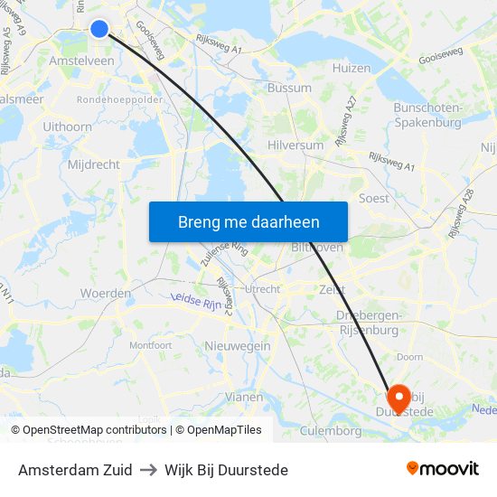 Amsterdam Zuid to Wijk Bij Duurstede map