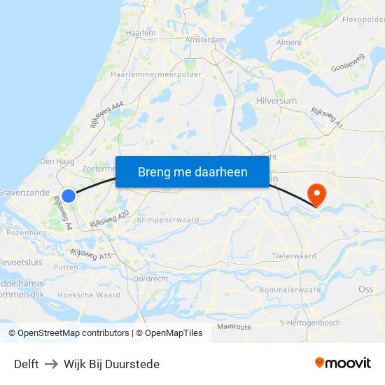 Delft to Wijk Bij Duurstede map