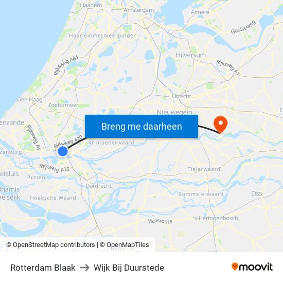 Rotterdam Blaak to Wijk Bij Duurstede map