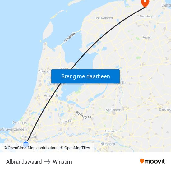 Albrandswaard to Winsum map