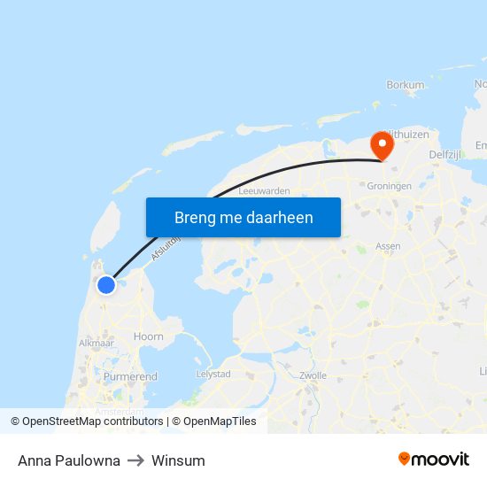 Anna Paulowna to Winsum map