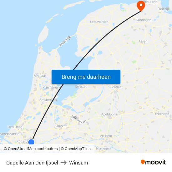 Capelle Aan Den Ijssel to Winsum map