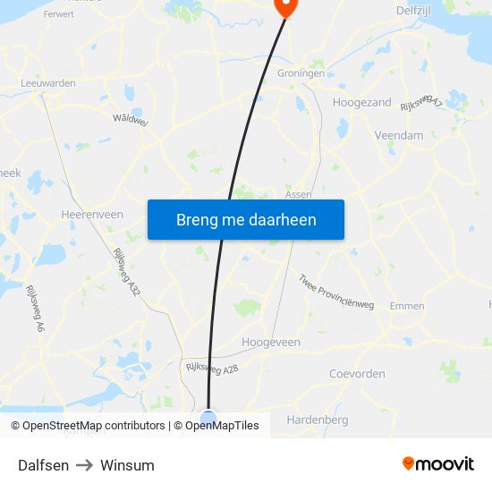 Dalfsen to Winsum map