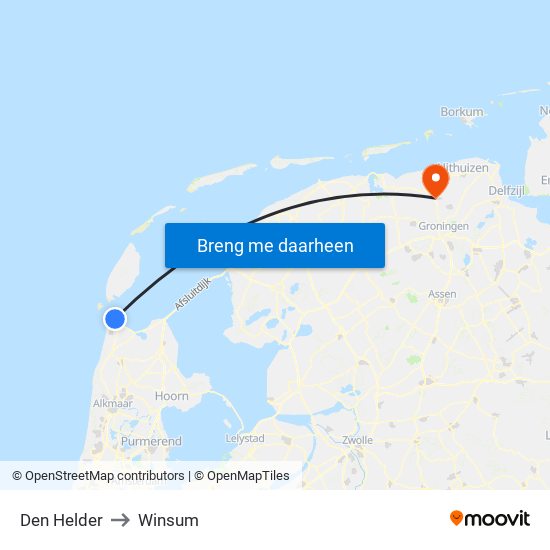 Den Helder to Winsum map