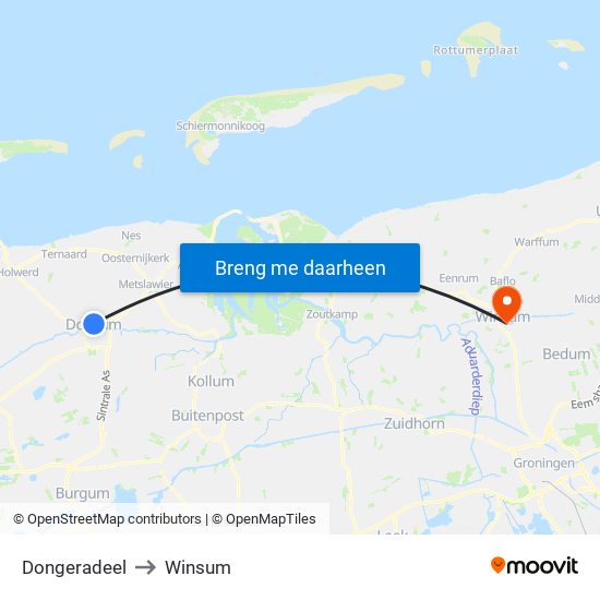 Dongeradeel to Winsum map