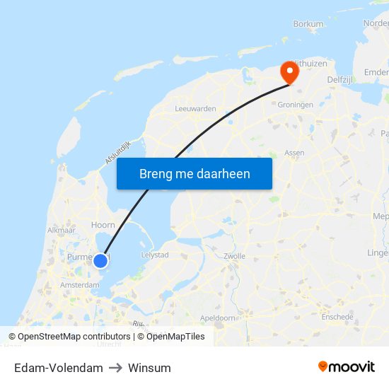 Edam-Volendam to Winsum map