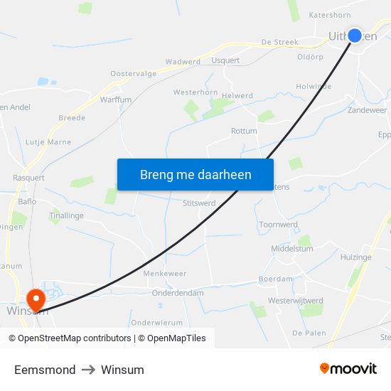 Eemsmond to Winsum map