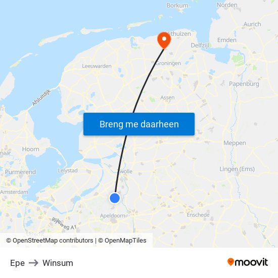 Epe to Winsum map