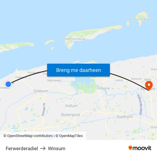 Ferwerderadiel to Winsum map