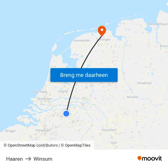 Haaren to Winsum map