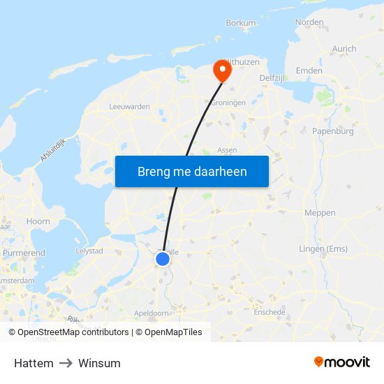 Hattem to Winsum map