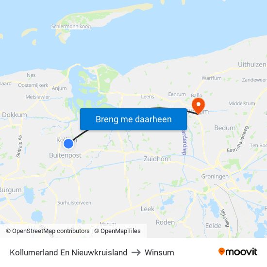 Kollumerland En Nieuwkruisland to Winsum map