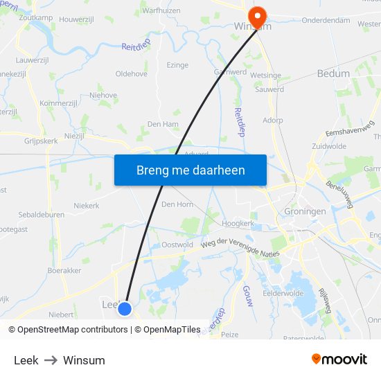 Leek to Winsum map