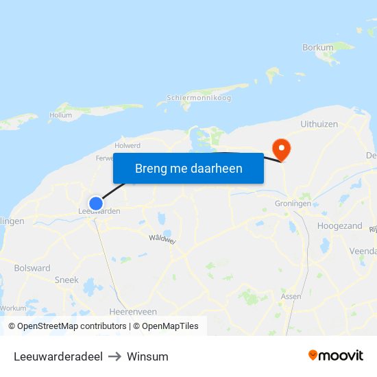 Leeuwarderadeel to Winsum map