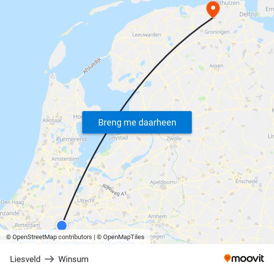 Liesveld to Winsum map