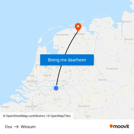 Oss to Winsum map