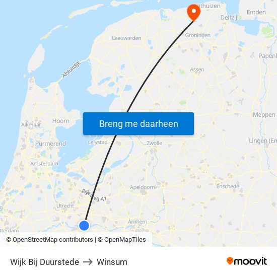 Wijk Bij Duurstede to Winsum map